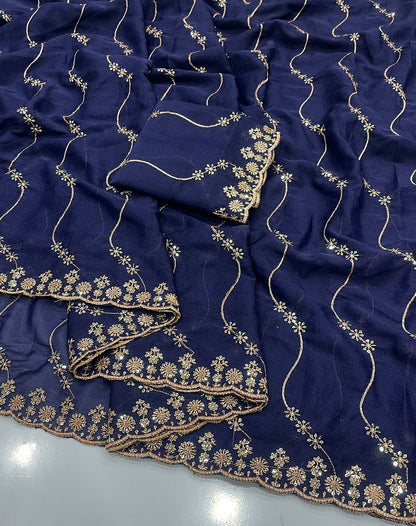 Star Georgette Saree with Multi Sequins Embroidery & Designer Blouse