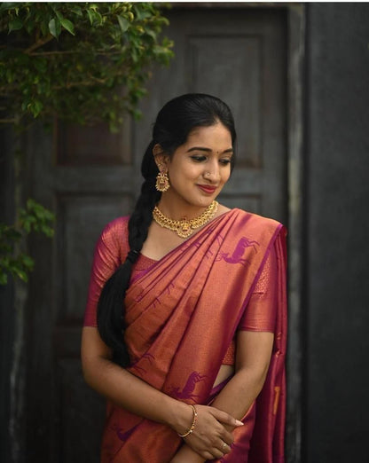 Wine Zari Silk Saree
