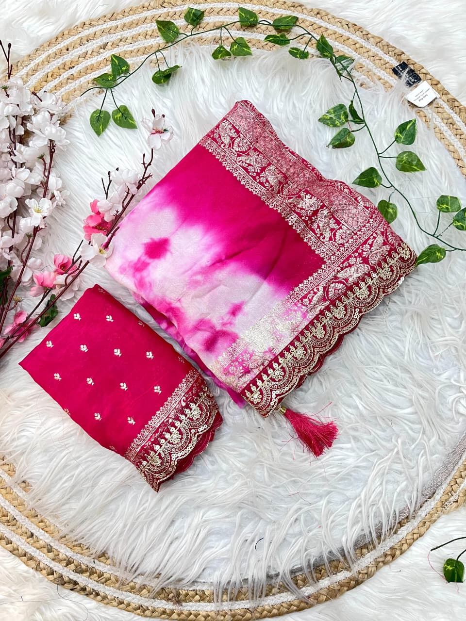 Pure Viscose Prism Hand Dye Saree with Zari Border