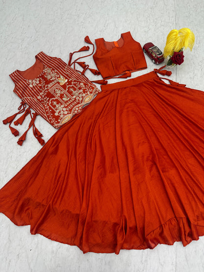 Festival Special Vichitra Silk Embroidered Lehenga Choli Set