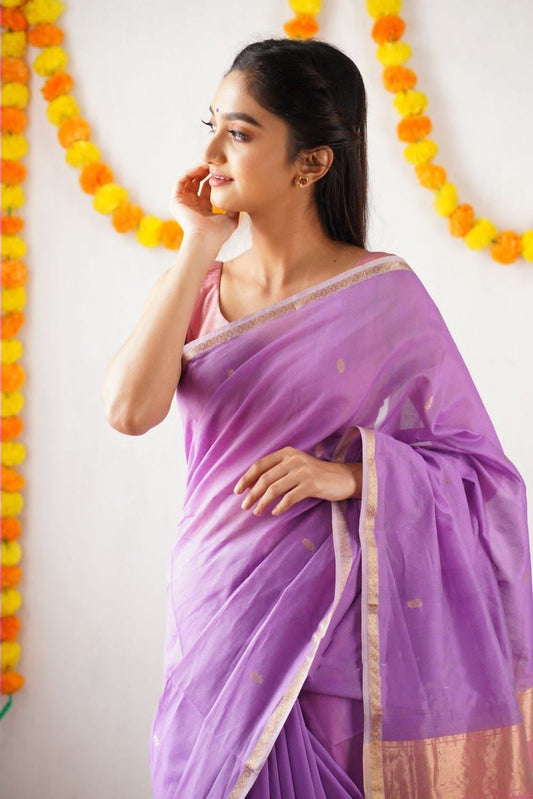 Lavender Pink Festive Saree