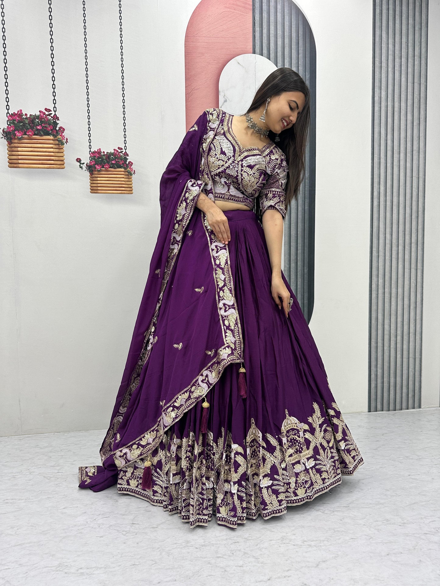 Designer Chinon Embroidery Lehenga Choli with Sequence Work – Festival Wear