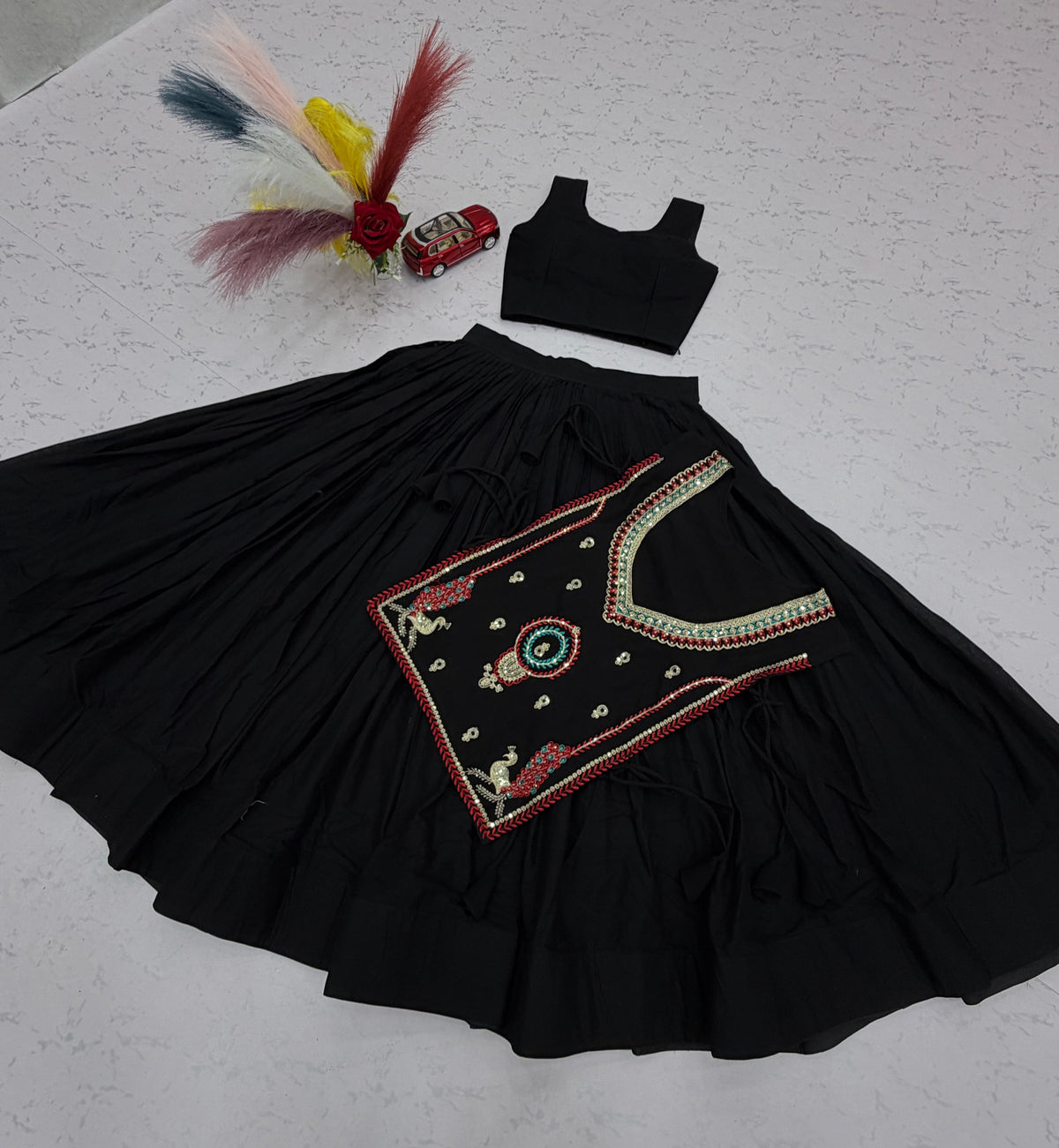 Navratri Special Pure Khadi Cotton Lehenga Choli with Embroidered Dupatta | 6+ Meter Flair
