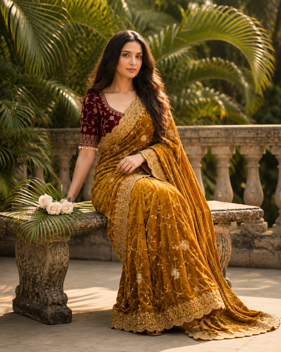 Adhya Fendy Chiffon Two Tone Saree with Embroidery, 3mm Sequence Jari Work & Fully Stitched Blouse | 6 Colors