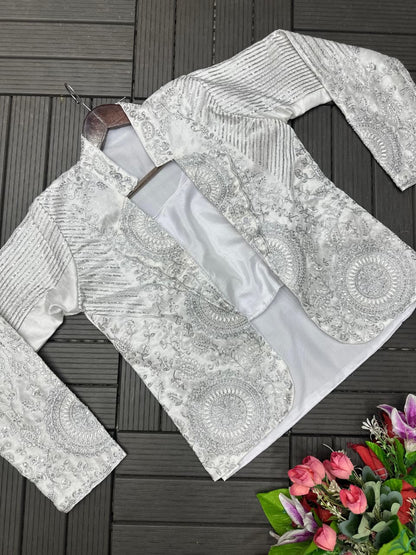 Heavy Rangoli Ready to Wear Saree with Embroidery Sequence Koti