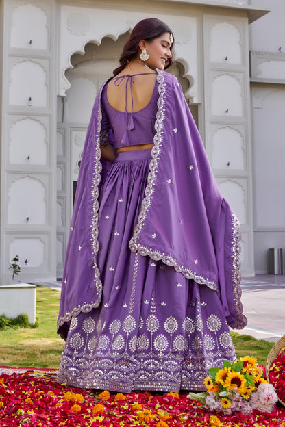Festival Special Pure Crepe Silk Lehenga Choli With Heavy 7mm Embroidery Sequence Work