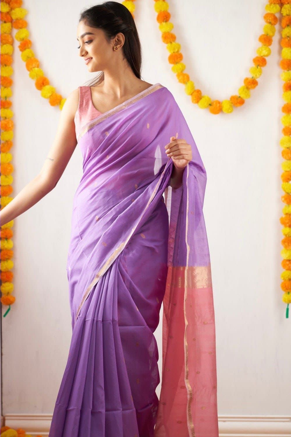 Lavender Pink Festive Saree