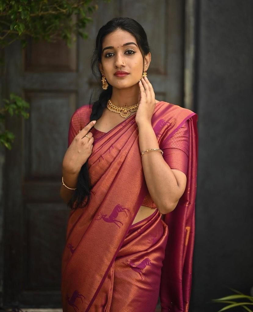 Wine Zari Silk Saree
