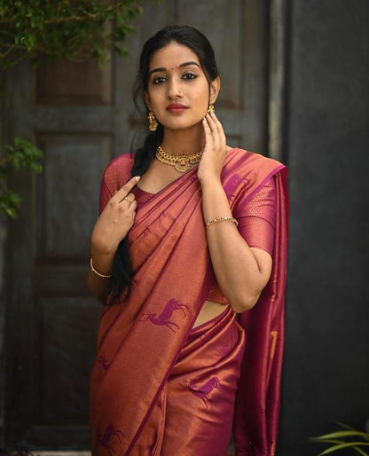 Wine Zari Silk Saree