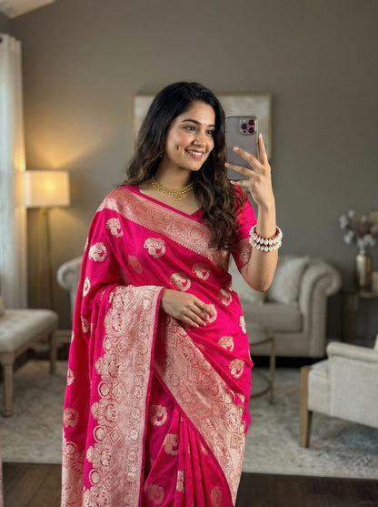 Jhanvi Rich Silk Saree – Pink