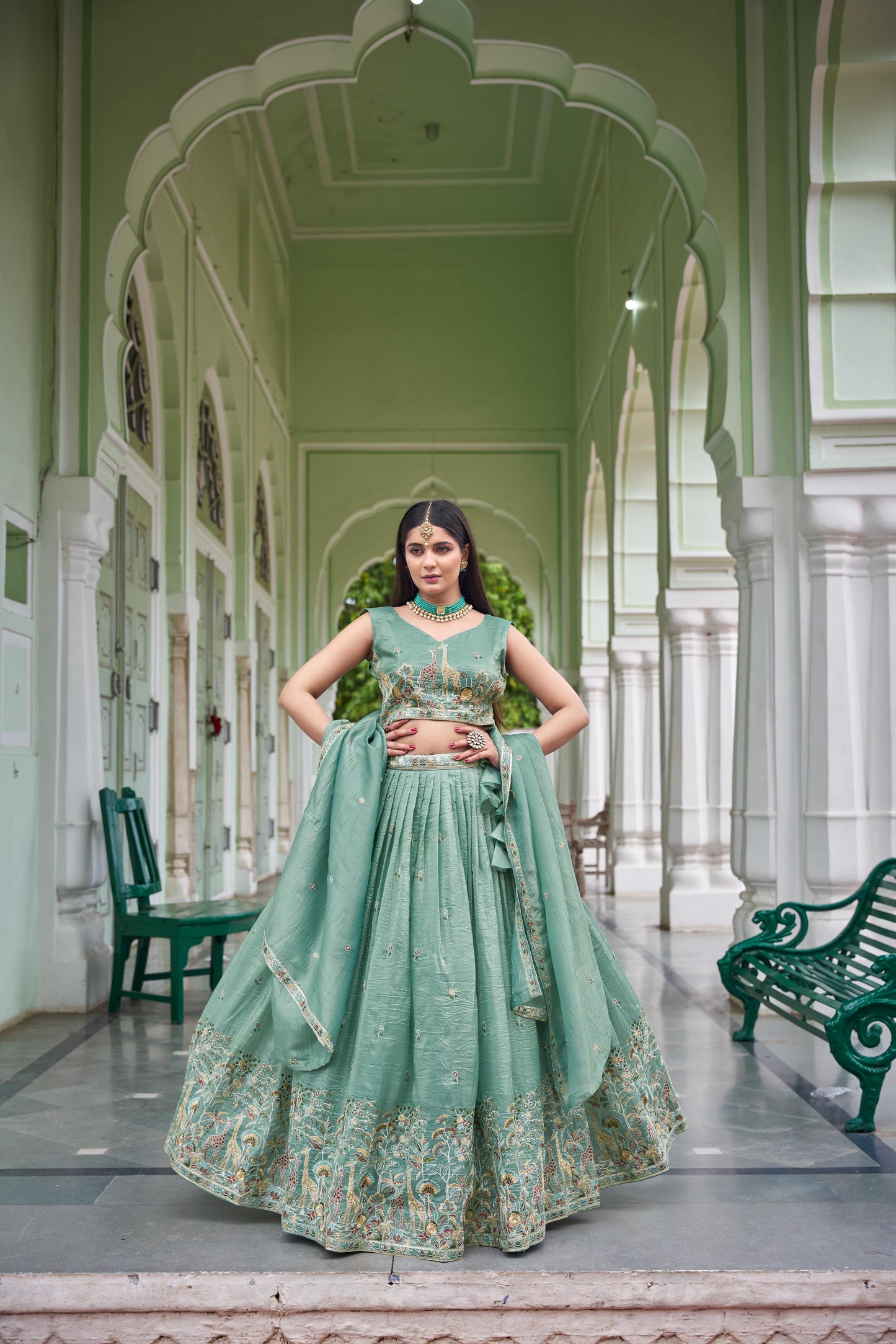 Gold Crush Embroidered Lehenga Set