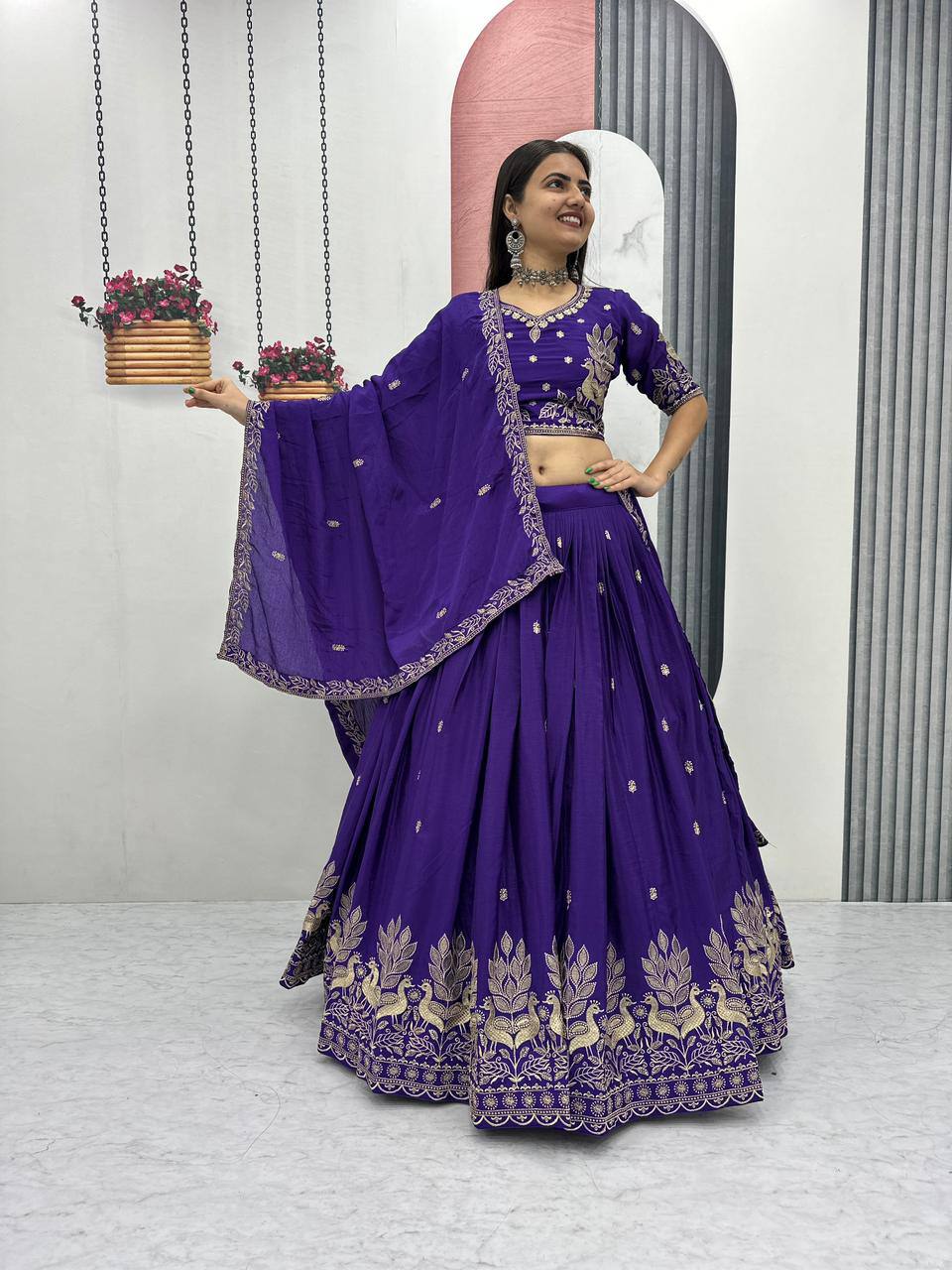 Festival Wear Chinon Lehenga Choli Set