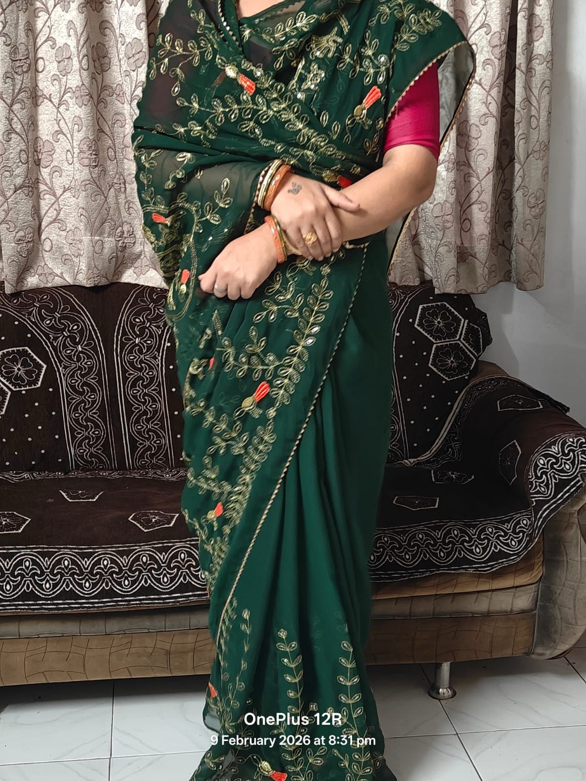 Royal Georgette Darbari Saree with Multi Sequence Work & Lace Border