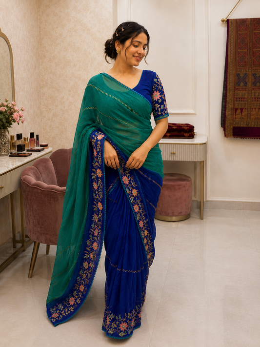 New Arrival Crunchy Pedding Embroidery Saree Collection
