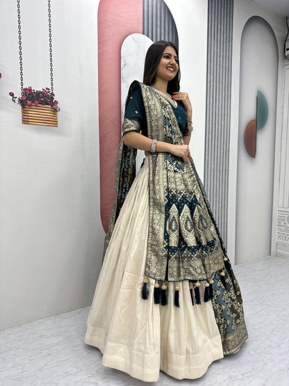 Wedding Special Jacquard Silk Lehenga & Saree Set With Rich Zari Work