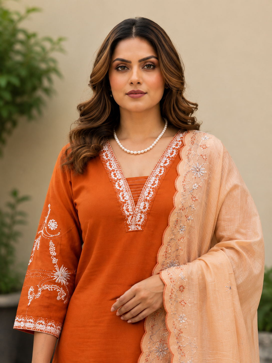 Morni Elegant Roman Silk Kurti Pant Dupatta Set