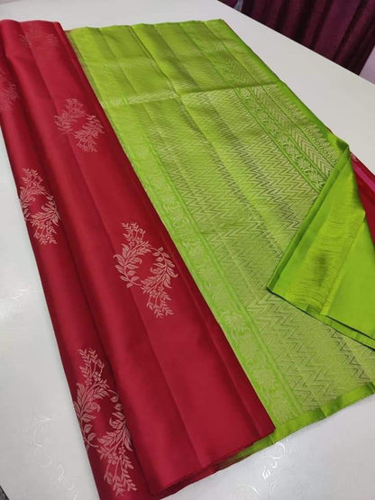 Red Green Jacquard Saree