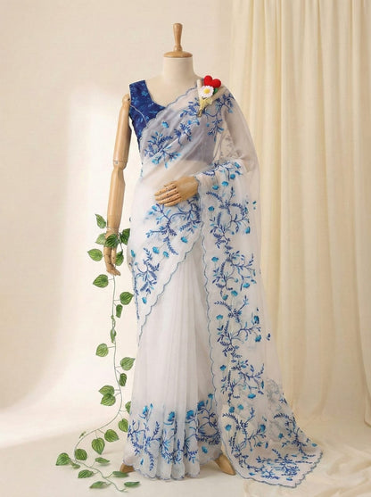 Radhika Tebby Silk Embroidered Saree with Handwork Blouse