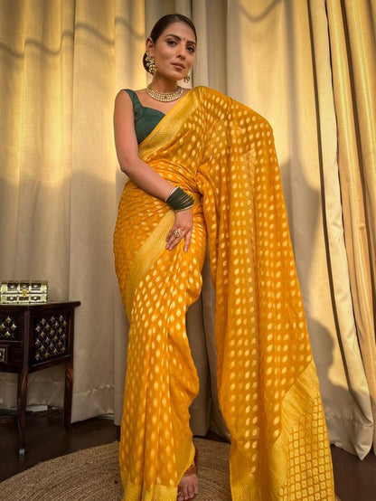 Mustard Gold Buti Saree