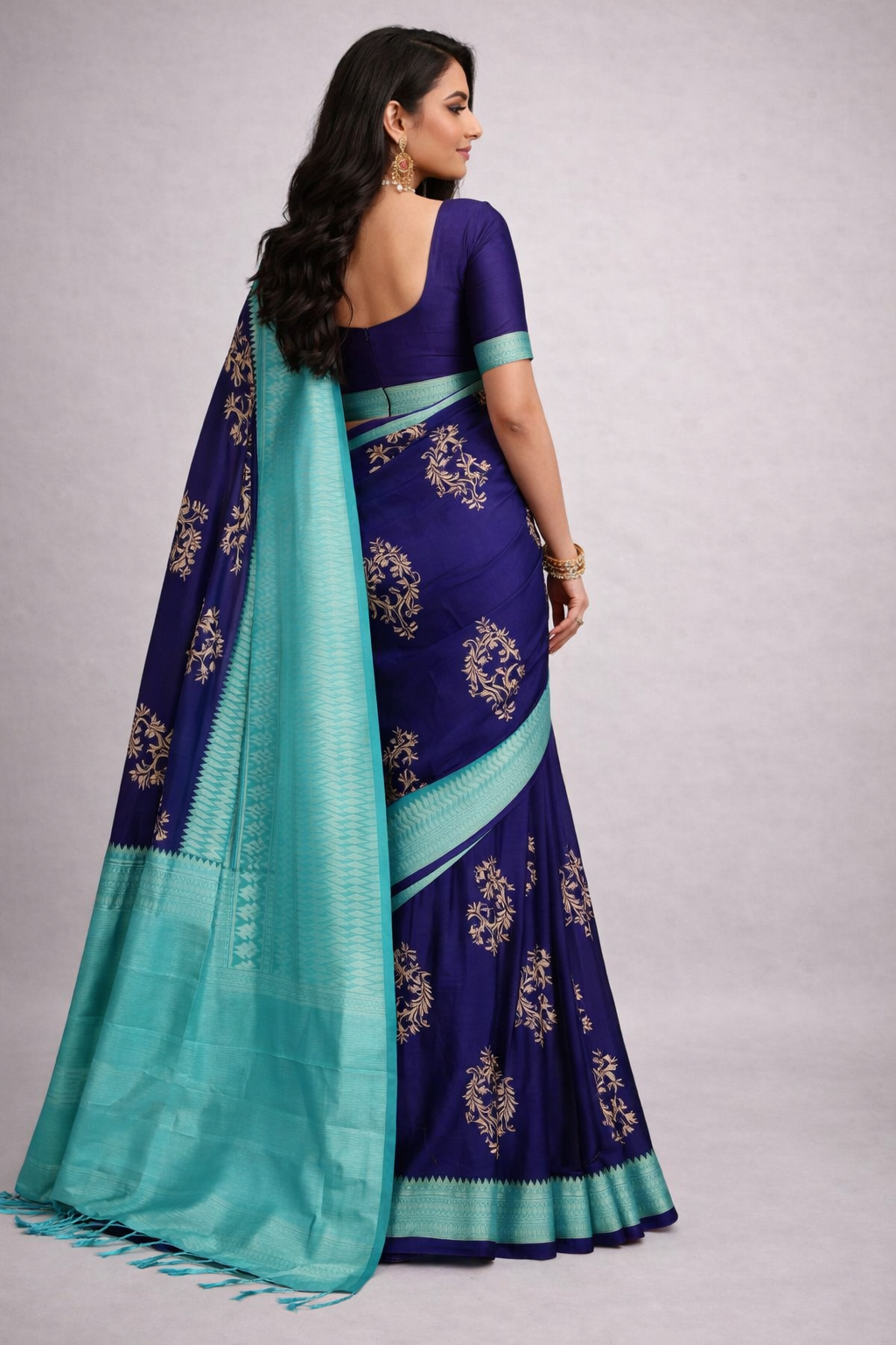 Navy Jacquard Saree