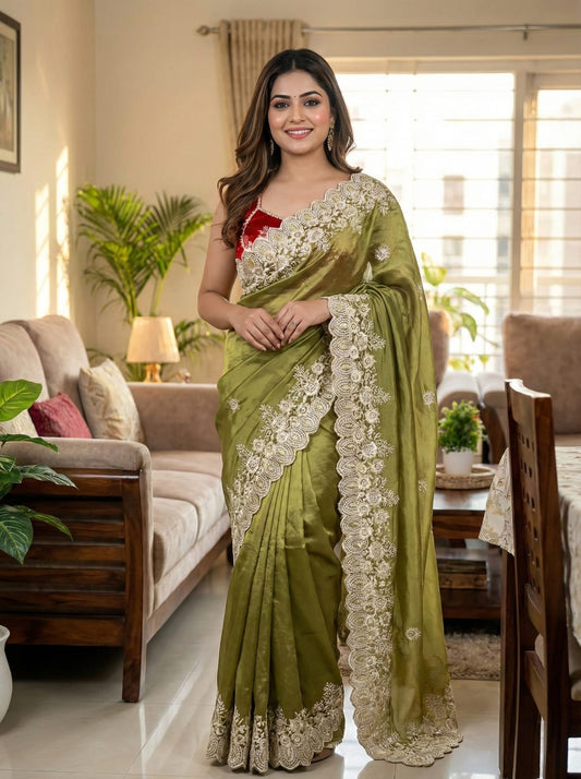 Aarti Tissue Organza Embroidery Saree