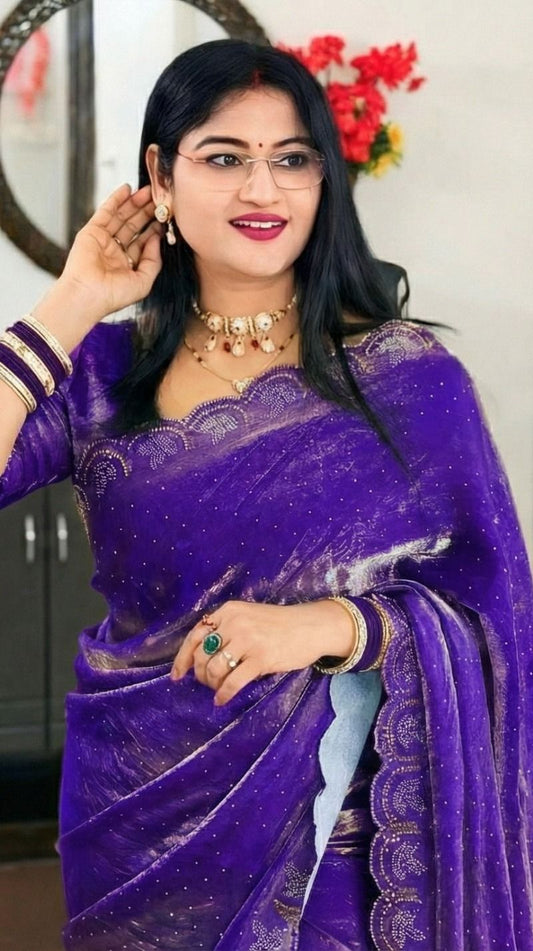 Premium Space Silk Jarkhan Work Saree | Festival & Party Wear Collection