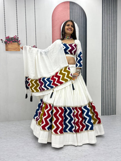 Women's Navratri Special Pure Cotton Lehenga Choli Set with Dupatta – 6 Meter Flair