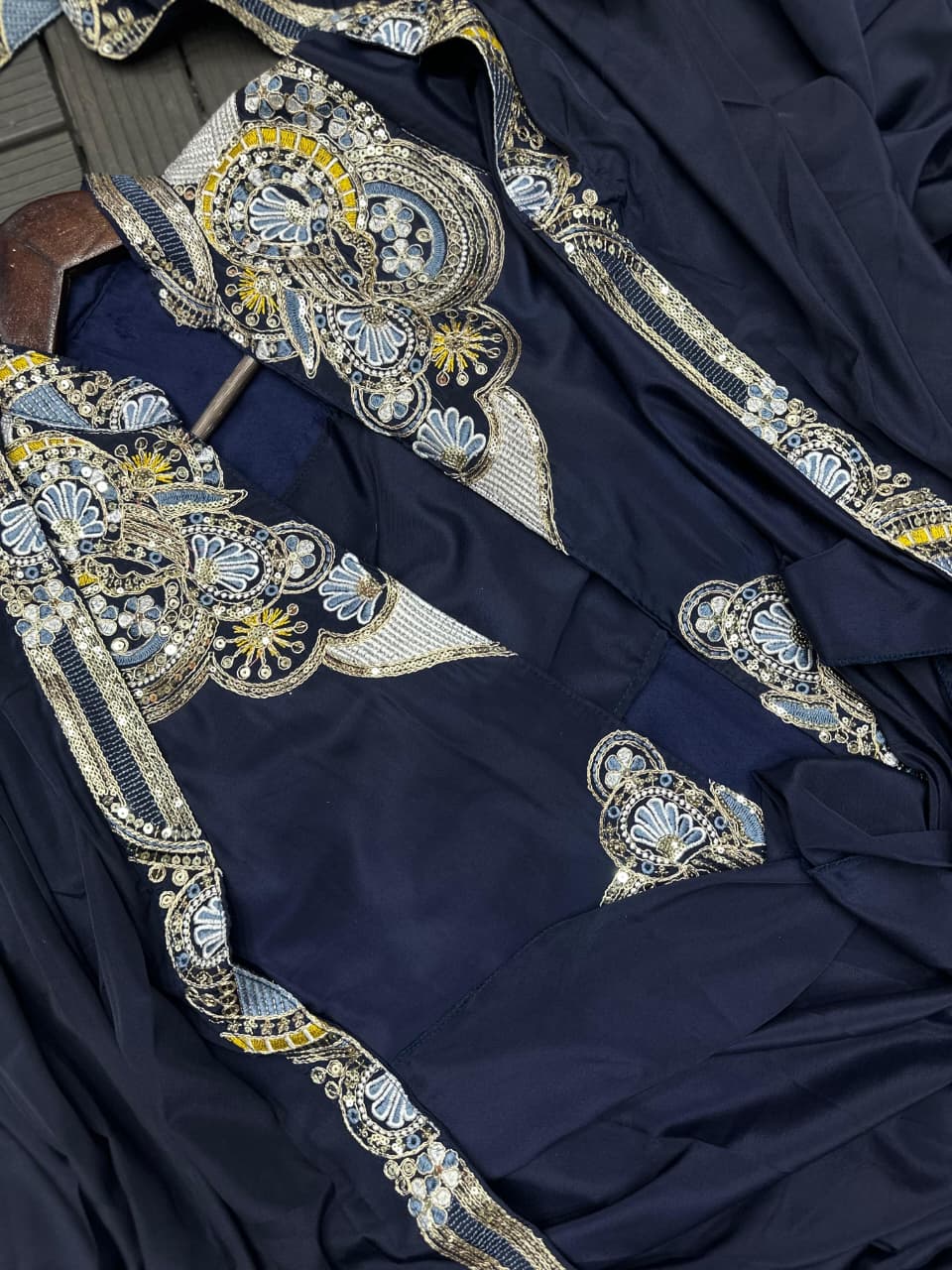 Ready to Wear Crepe Saree with Embroidery Sequence Jacket (Full Stitched)