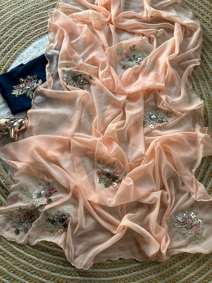 Designer Star Georgette Saree with Patch Work & Aarco Border