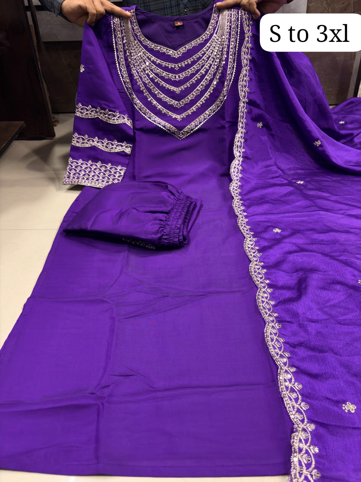 Tulsi Roman Silk Embroidered Suit Set