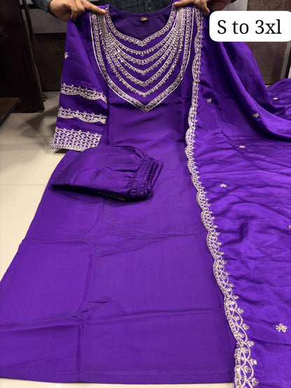Tulsi Roman Silk Embroidered Suit Set
