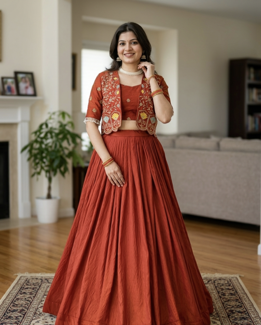 Premium Embroidered Koti Style Lehenga Set