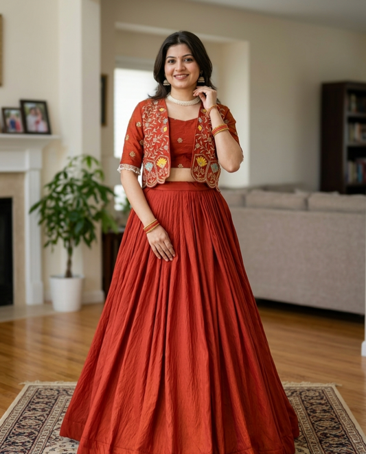 Premium Embroidered Koti Style Lehenga Set