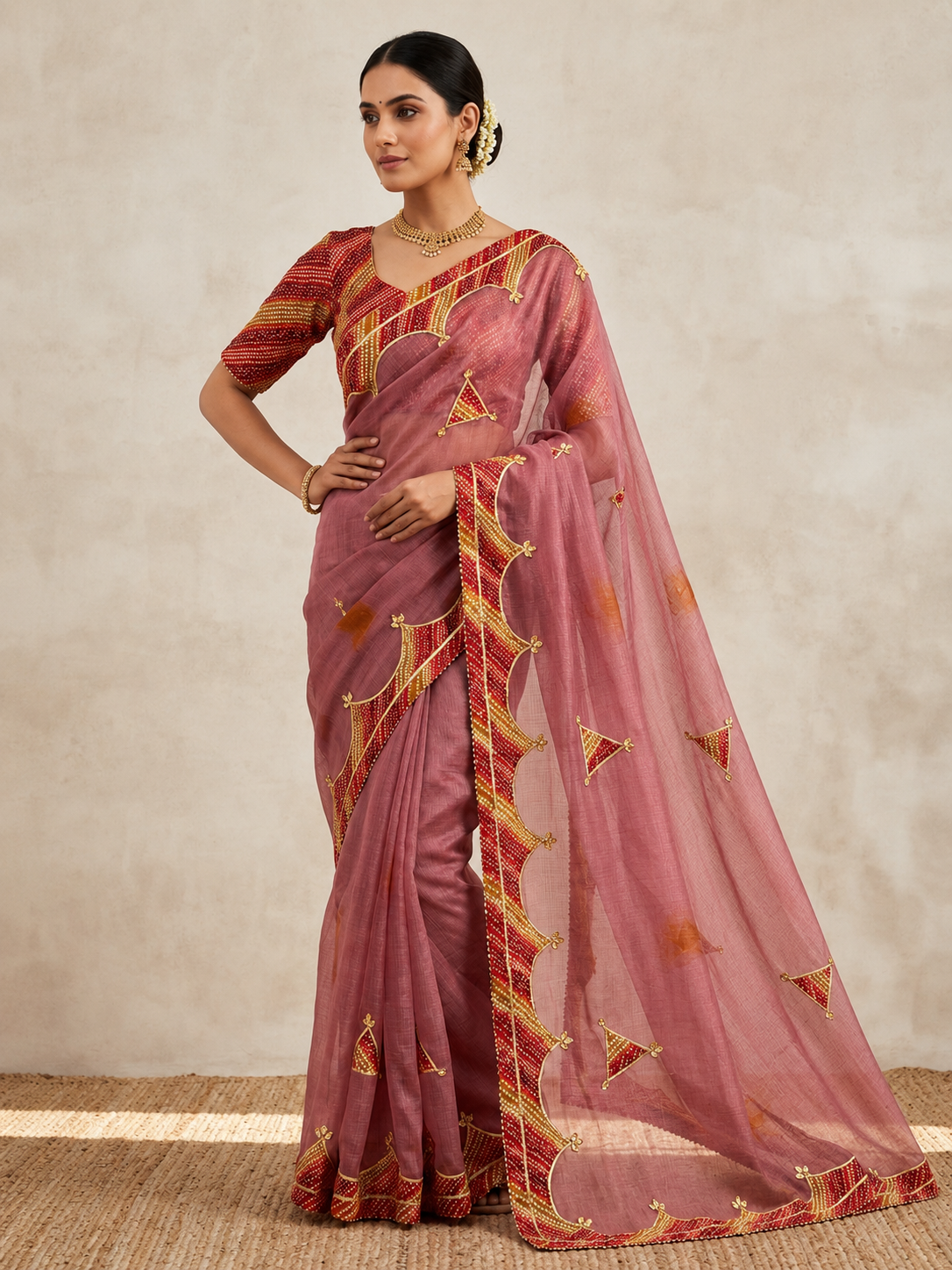 Cotton Kota Doriya Saree with Kacchi Gotapatti Work & Butta | Designer Saree