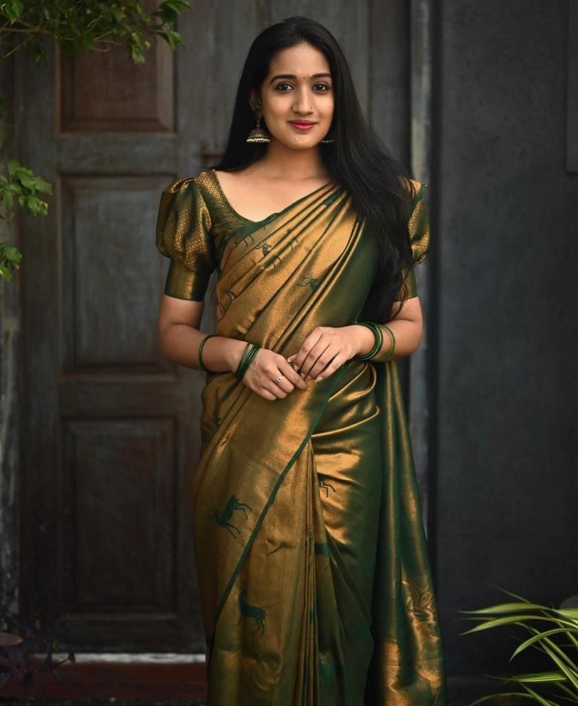 Olive Zari Silk Saree