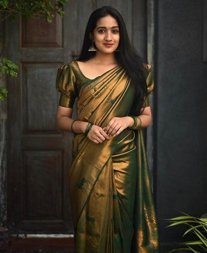 Olive Zari Silk Saree