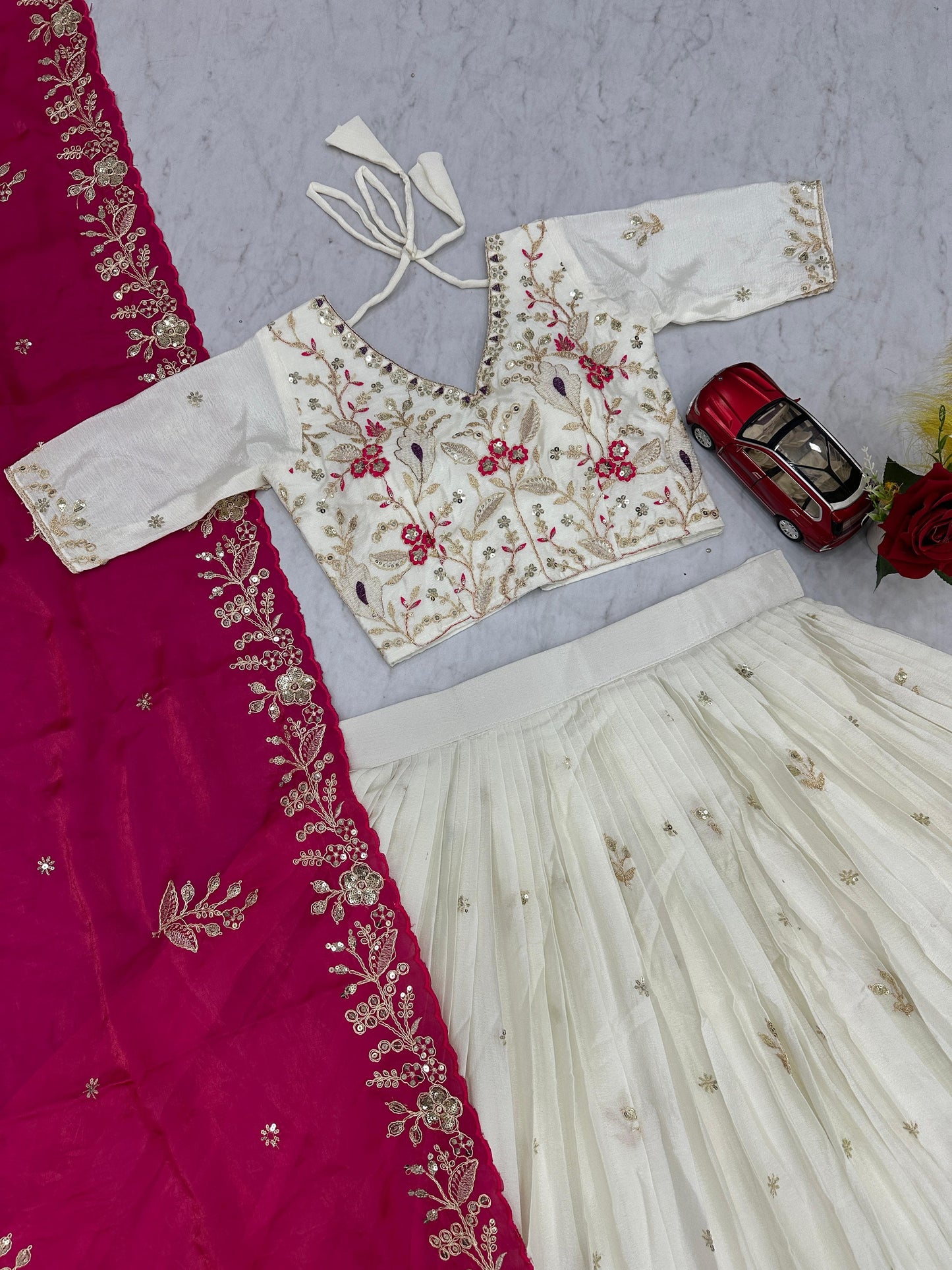 Festival Wear Chinon Embroidered Lehenga Choli Set
