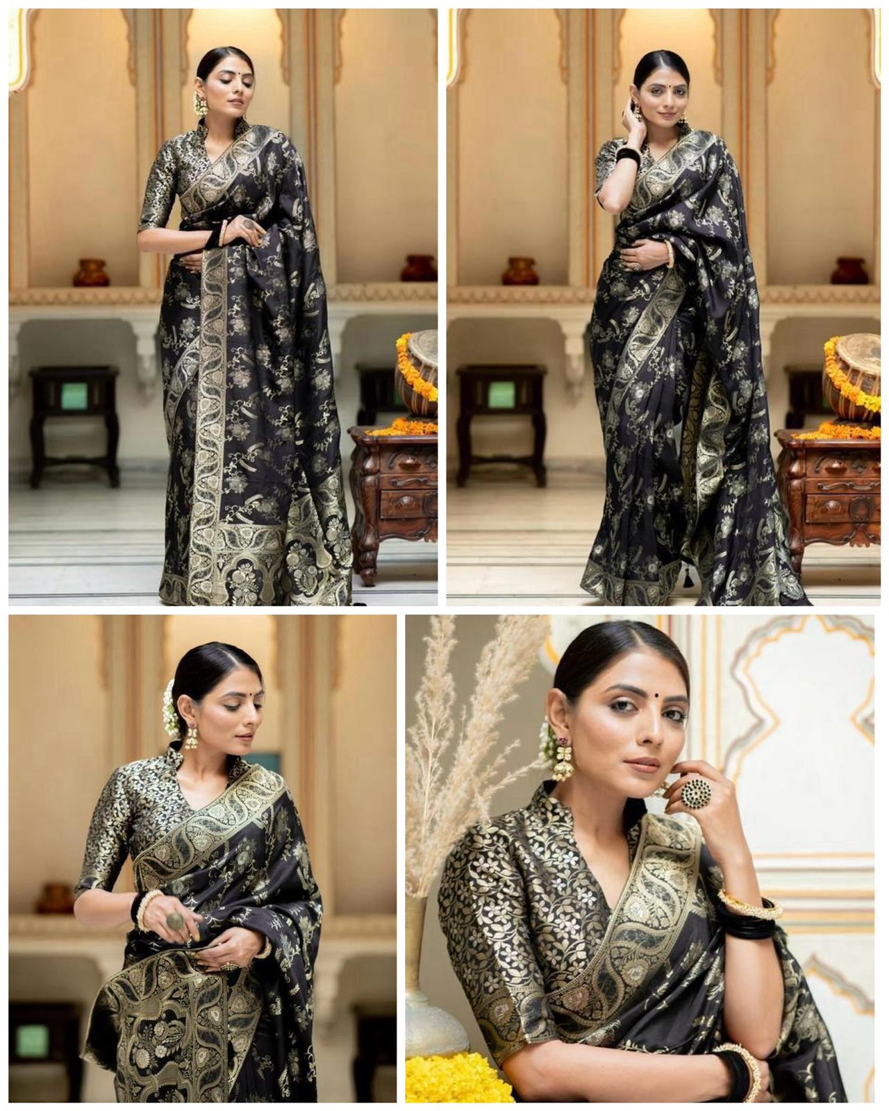 Black Gold Woven Saree