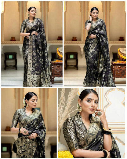 Black Gold Woven Saree