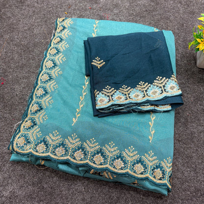 Star Georgette Leheriya Saree with Embroidery Sequence Blouse