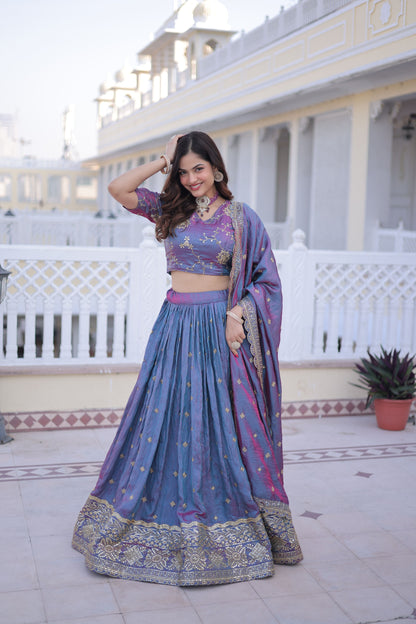 YSL Silk Embroidered Lehenga Choli Set