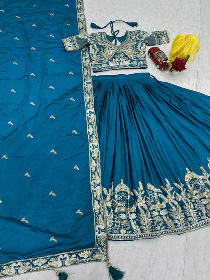 Designer Chinon Embroidery Lehenga Choli with Sequence Work – Festival Wear