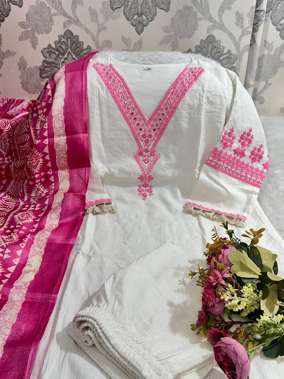 Premium Cotton Kurti Pant Dupatta Set