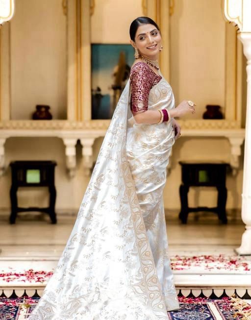 Elegant Cream Floral Saree