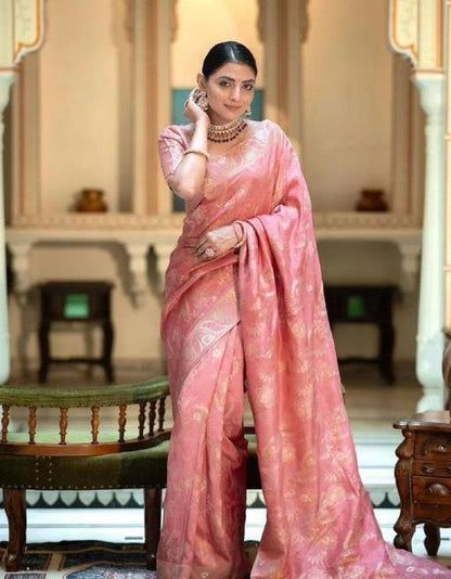Soft Peach Pink Saree