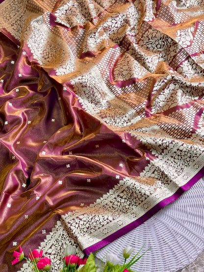 Royal Banarasi Glass Satin Silk Saree with Elegant Zari Woven Border