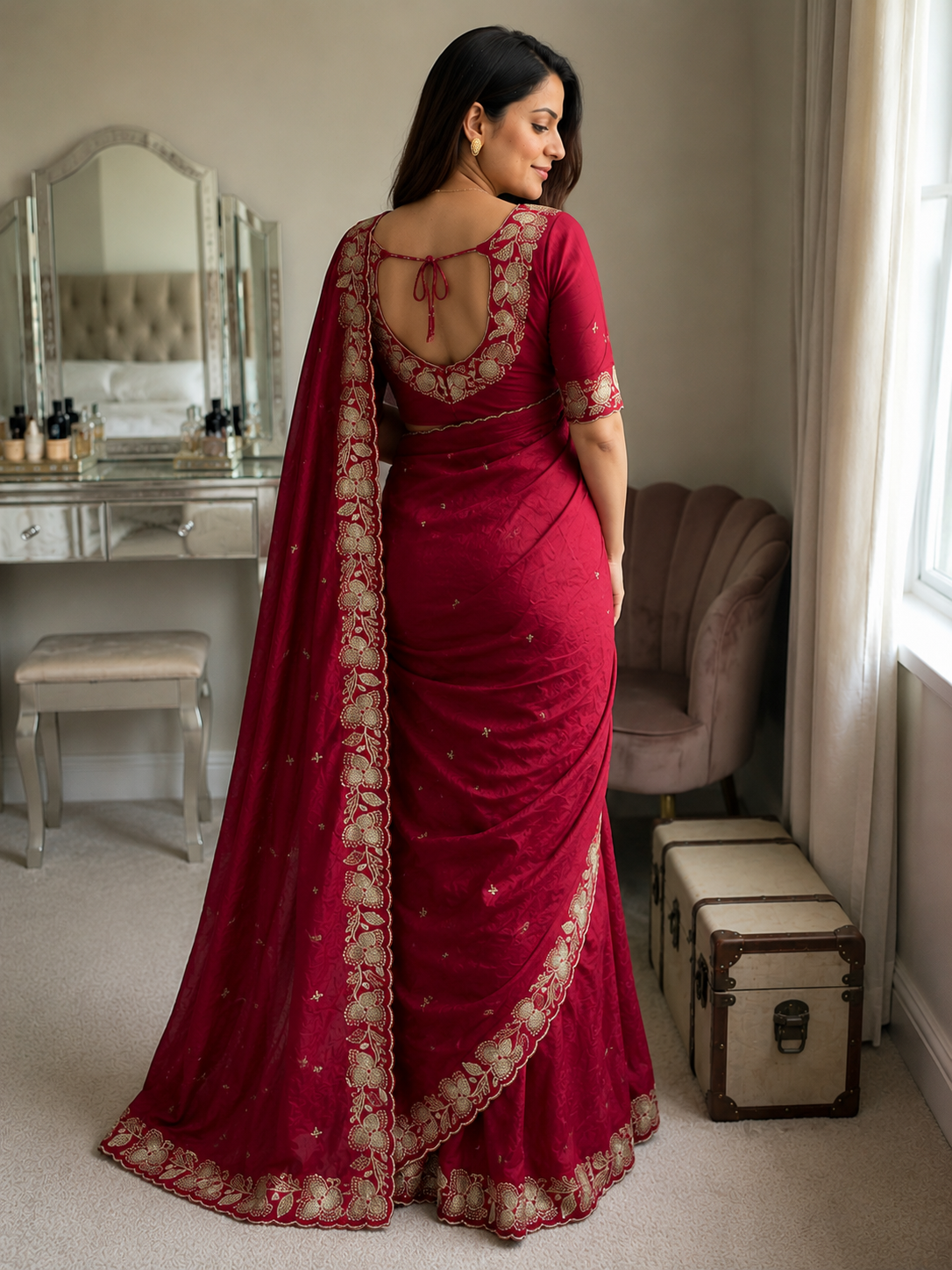Soft Rangoli Crush Silk Saree with Heavy Sequence & Bits Embroidery | Party Wear Designer Saree
