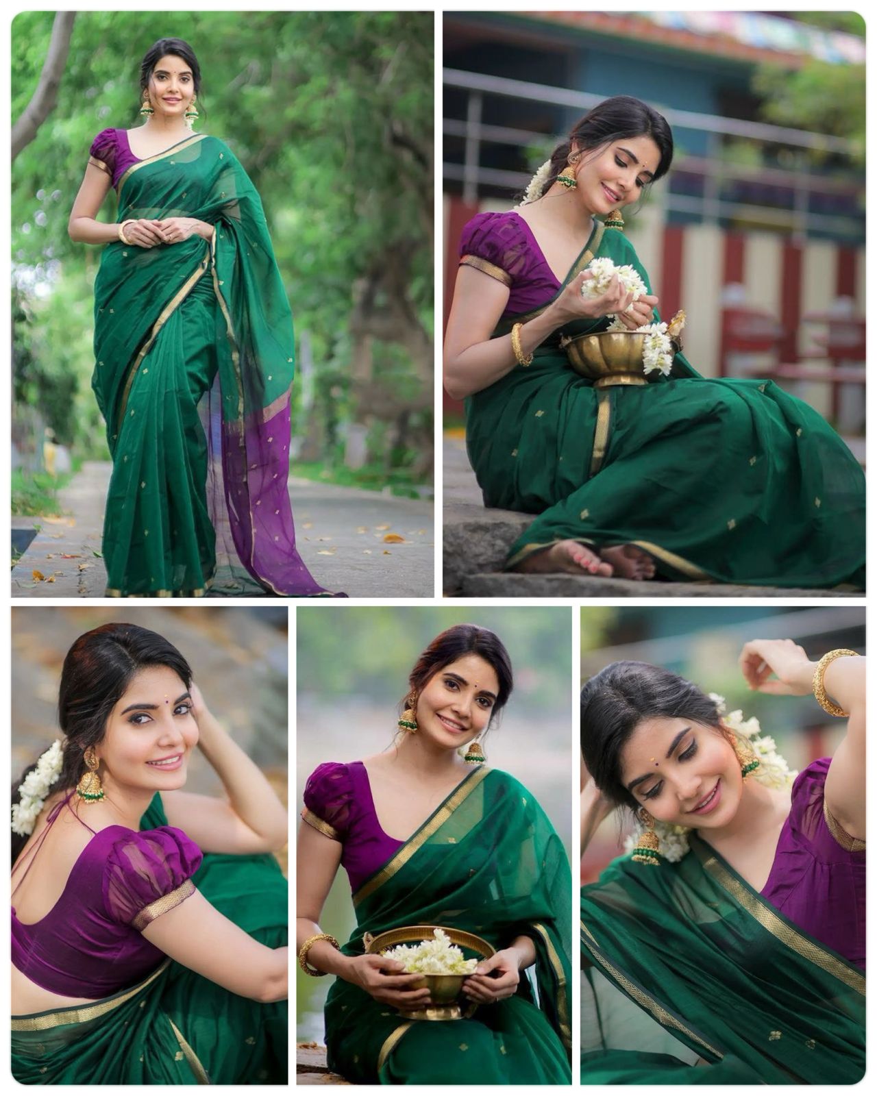 Green Chiffon Saree