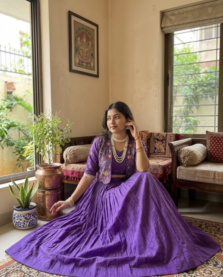 Premium Embroidered Koti Style Lehenga Set