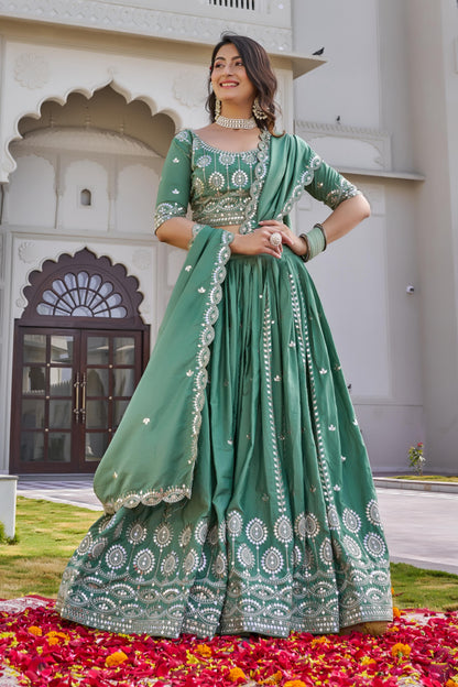 Festival Special Pure Crepe Silk Lehenga Choli With Heavy 7mm Embroidery Sequence Work